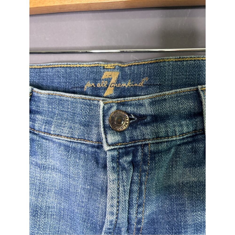 7 For All Mankind Low Rise Cuffed Distressed Denim Shorts Size 25 - Picture 4 of 6